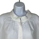 Alpha Studio M/L Button Front Blouse White Crepe Sheer Long Sleeve NWT Oversized Size L Photo 2