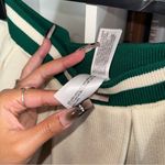 ZARA  Womens Small Ivory Pleated Knit Mini Skirt with Green Striped Waistband NWT Photo 4