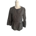 Nanette Lepore  Black White Gibgham Plaid Peplum Blazer Jacket Size 14 Photo 6
