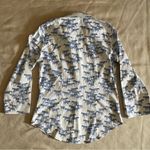 Rönner Horse Print Blouse Sz 8 Equestrian Button Down Shirt Horse Lover Barn Blue Photo 1