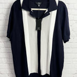 Magaschoni M New short sleeve color block sweater collar preppy Medium chic Photo 0