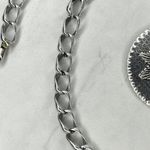 Womens Silver Tone Chain Belt Lion Crest Charm Y2K Festival XS ✨ Photo 4
