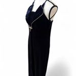 y2k vintage Navy Blue Velvet Rhinestone Bow Formal Prom Maxi Dress‎ M/L Size L Photo 5