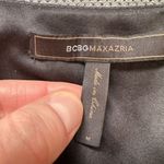 BCBGMAXAZRIA Babydoll Black Satin Top Blouse Medium smocked Surplice Goth Photo 2