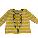 Loft  MUSTARD YELLOW, BEIGE & GRAY STRIPED COTTON CARDIGAN SWEATER (M) Photo 7