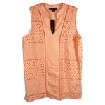 August Silk Medium Top Orange Peach Eyelet Embroidered Sleeveless Tunic 840 Photo 0