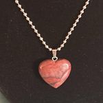 New Handcrafted 2 Jasper, Howlite Heart Shaped Stone Pendants with Silver Chain Blue Photo 4