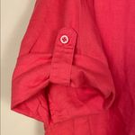 Saint Tropez West  Women’s Linen Blend Coral Red Split Neck Hi-Low Tunic Blouse Photo 5