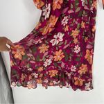 Maggy London Desert Bloom Floral Long Sleeve A-line Dress In Wine Ruffle Trim 2 Photo 8