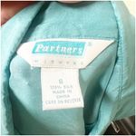 Partners Women’s Vintage 100% Silk Shirt Teal Long Sleeve Shoulder Pads Small Blue Photo 10