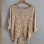 Moon Collection Batwing Short Sleeve Lace Panel Lightweight Sweater Top Size XL Photo 0