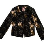 Bandolino Blazer Jacket Black Peach Brown Floral Metallic Wide Collar Size 10 Photo 11