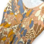 Tribal Floral Printed Snap Shirt Dress Medium Orange Photo 5