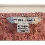 American Eagle Off the Shoulder Pink Tie Front Eyelet Blouse Size XS Photo 2
