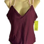 All In Motion  One Piece‎ Swimsuit Women's L Burgundy Double strap NWT Photo 0