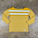 Talbots  Women’s Striped Boatneck Long Sleeve Top M Mustard Yellow‎ White Cotton Photo 1