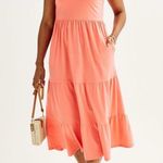 Croft & Barrow  plus size women’s Eyelet style v neck tiered Midi Dress 0X NWT Photo 1