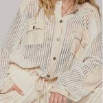 POL Cream Crochet Light Weight Jacket Top by Photo 1