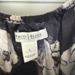 White House | Black Market Women’s Large Black White 100% Silk Top Blouse Photo 1