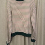 Free People  Pink & Green Striped Crewneck Sweatshirt Photo 0