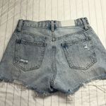 Pistola Women's Frayed Hem Jean Shorts - Light Blue, Distressed Shorts, Button Photo 2