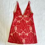 Free People  Night Shimmers Red Mini V Neck Dress size 0 Photo 5