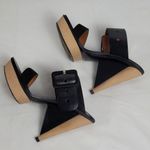 Sergio Rossi  Suede Leather Buckle Wood Platform Cone Heels Slides Sandals Sz 37 Photo 10