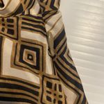 Geometric Print Dress Short Sleeve V Neck Brown Black White Mini Retro Preppy Size XS Photo 7