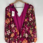 Maggy London Desert Bloom Floral Long Sleeve A-line Dress In Wine Ruffle Trim 2 Photo 11