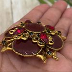 Vintage Red Enamel Revival Victorian Brooch Photo 2