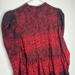 Topshop Red & Black High Neck Tiered Puffy Long Sleeve Short Babydoll Dress Photo 12