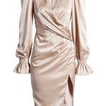 Lavish Lice Lavish Alice Satin Faux Wrap Dress in Champagne, Size 2 NEW w/Tag Retail $198 Photo 0