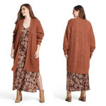 Nili Lotan X Target Cableknit Longline Cardigan Sweater Wool Blend Chunky Brown Size L Photo 1