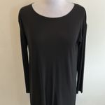 Eileen Fisher  Black Silk Georgette Double Layer Dress Photo 4