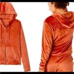Velvet Hoodie with Bold Lettering in Orange Size undefined Photo 13