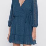 ZARA Teal Swiss Dot Faux Wrap Romper Dress Small Photo 1
