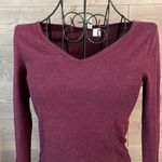 H&M Burgundy, long sleeve, V-neck cropped women’s top Photo 1