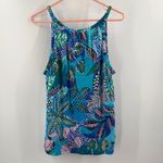 Cynthia Rowley Tank Top Size Large 100% Linen Tropical Leaf Print Summer Halter Photo 1