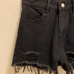 Princess Polly Black Distressed Denim Shorts Size 4 Photo 2