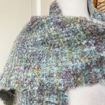 Donegal Design Mohair Wool Blend Scarf Shawl Woven Ireland Multi Color Fringe Blue Photo 4