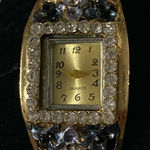 Vintage Elegant Gold and Black/Blue Women's Quartz Bracelet Watch Photo 0