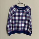 Aerie  Flannel Cotton Blue and White Pullover Sweatshirt Size Medium Top Photo 0