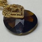 Edge Pendant Brown Color Shade Gold Tone Metal Mounting **Small CHIP lower ** Photo 2