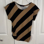 Annabella cream black striped short sleeve size small Photo 0