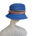 Giovannio Hat Blue Raffia Bucket Hat Blue Photo 2