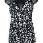 Lands' End  Women’s Polka Dot Racer Back Two Piece Tankini Black/White Size 6 Photo 0