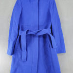 J.Crew Double Cloth Coat Size 4 Italian Fabric Preppy Funnel Lady Belted Blue Photo 0