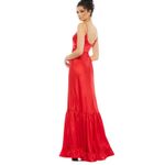 Mac Duggal  NEW Size 10 55381 Red Tiered Satin Spaghetti Strap Long Dress Gown Photo 1
