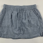 Old Navy  Light Blue Striped Linen Blend Pull On Skirt M Photo 0