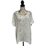 Eyeshadow  White Sheer Studded Tunic Top Women’s 1X | Short Sleeve Layering Photo 1